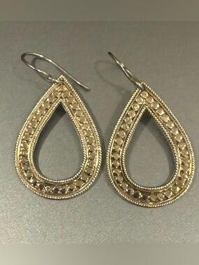Anna Beck Gold Teardrop Filigree Dangle Earrings